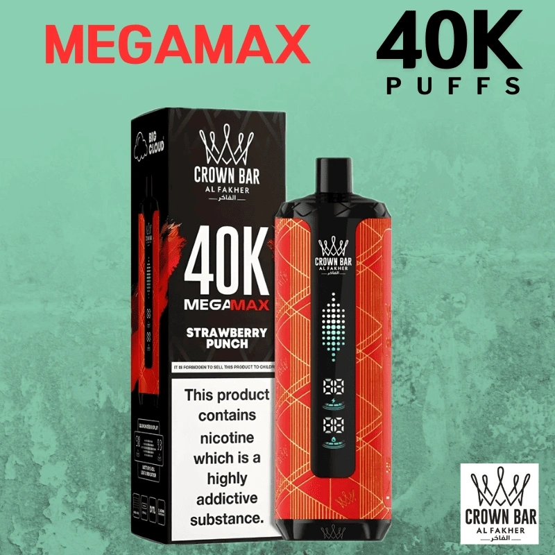 Al-Fakher-40000-Puffs-Mega-Max-B.webp Al Fakher Crown Bar Mega Max 40000 Puffs-5 packs or more - WATERMELON CHERRY