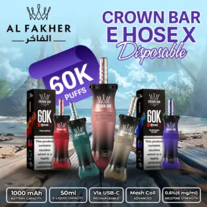 Al Fakher Crown Bar E Hose X 60k Puffs -10 packs (shipped from Overseas) - Lemon Mint